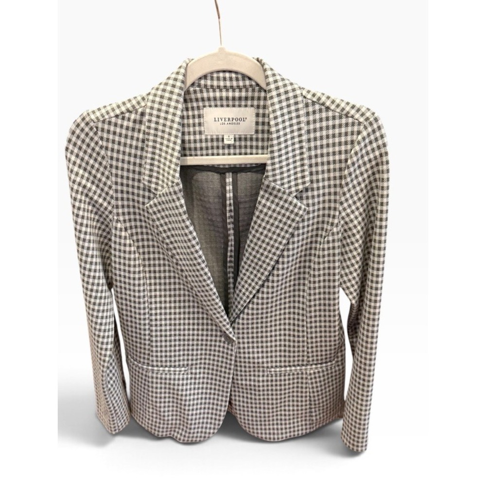 Liverpool Los Angeles Boyfriend Blazer Green Plaid Relaxed Pockets Women Small